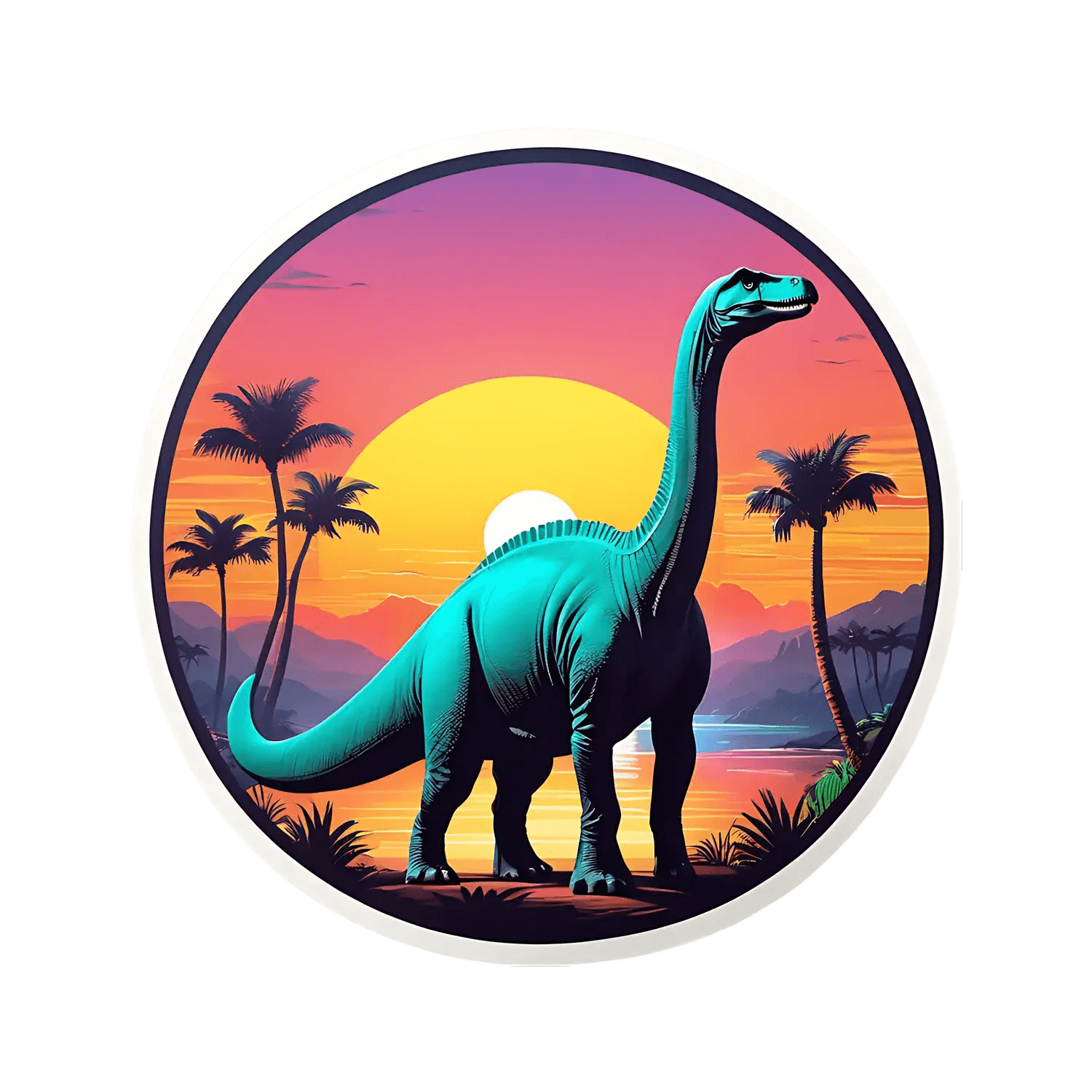 Dinosaur Sunset - UV DTF Sticker - Heat Press Transfer