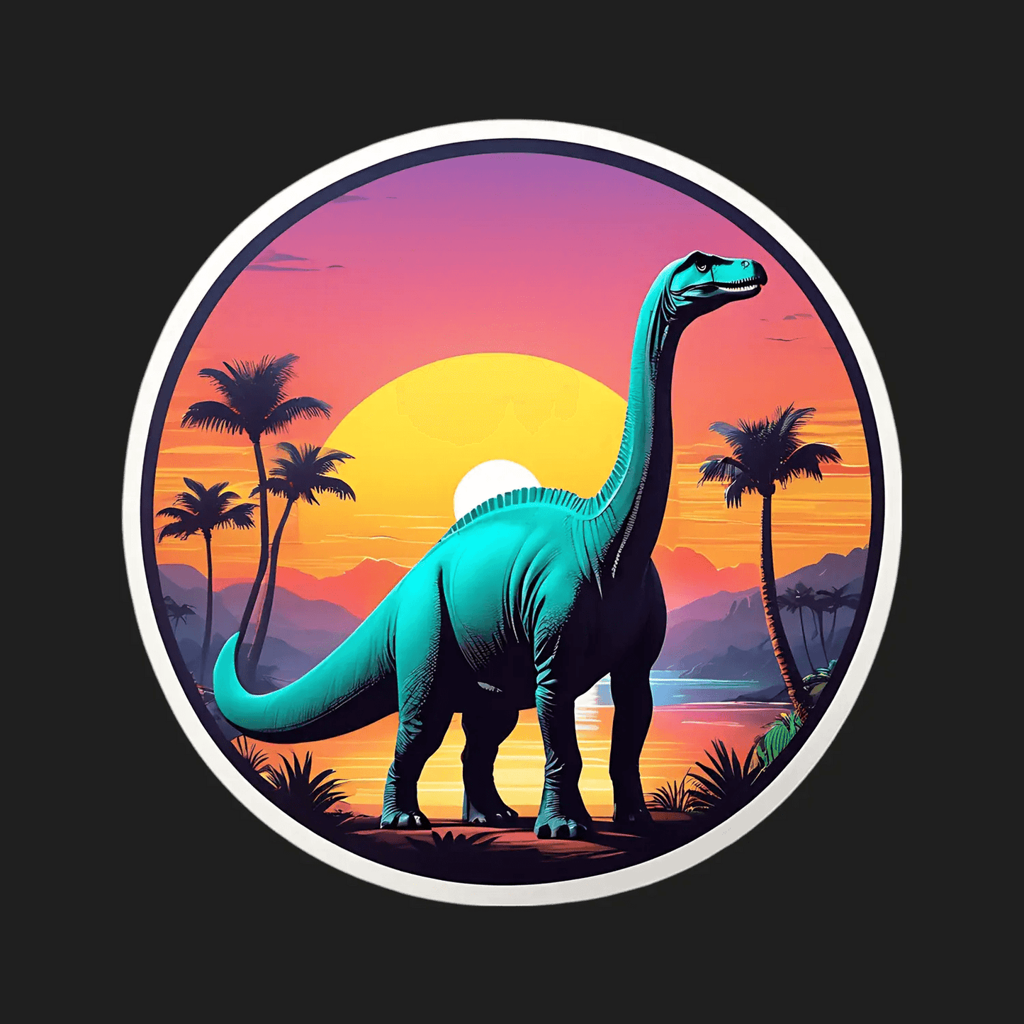Dinosaur Sunset - UV DTF Sticker - Heat Press Transfer