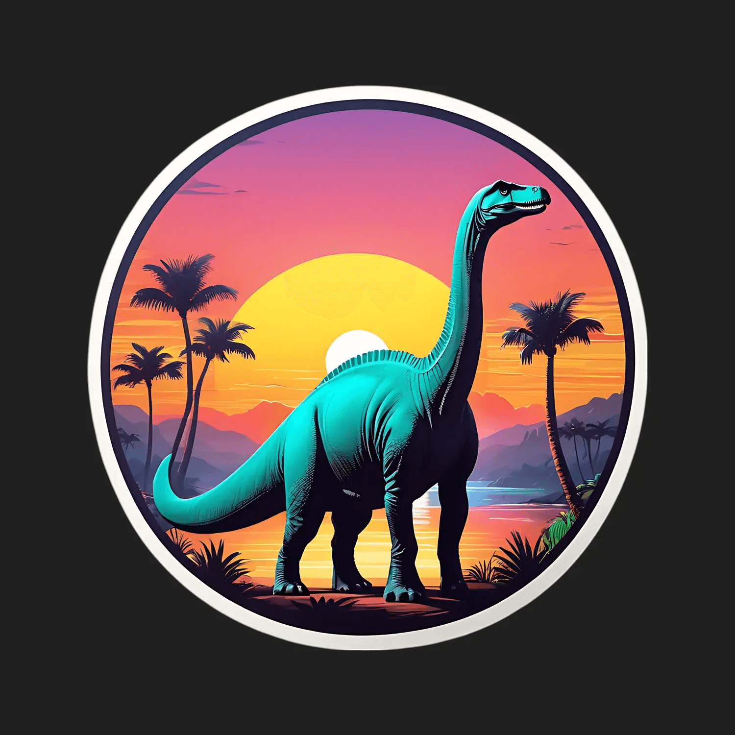 Dinosaur Sunset - UV DTF Sticker - Heat Press Transfer