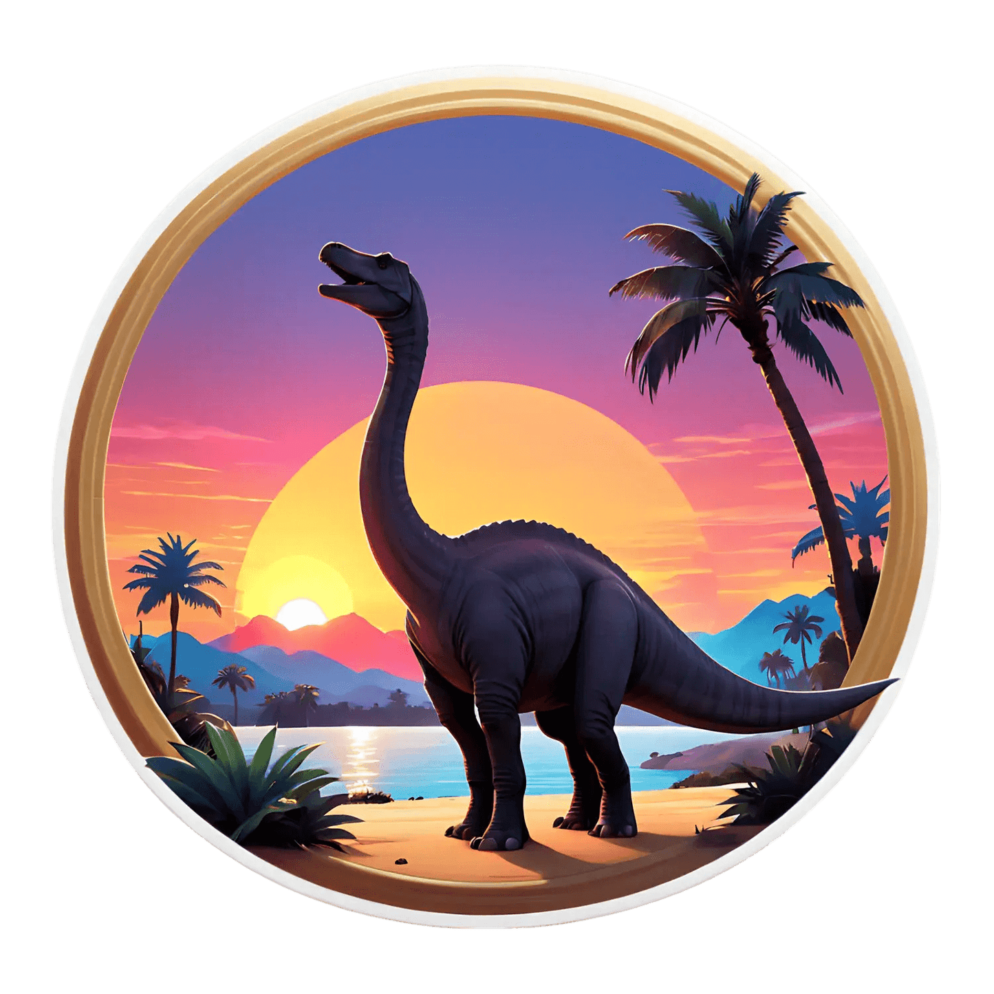 Dinosaur Sunset - UV DTF Sticker - Heat Press Transfer