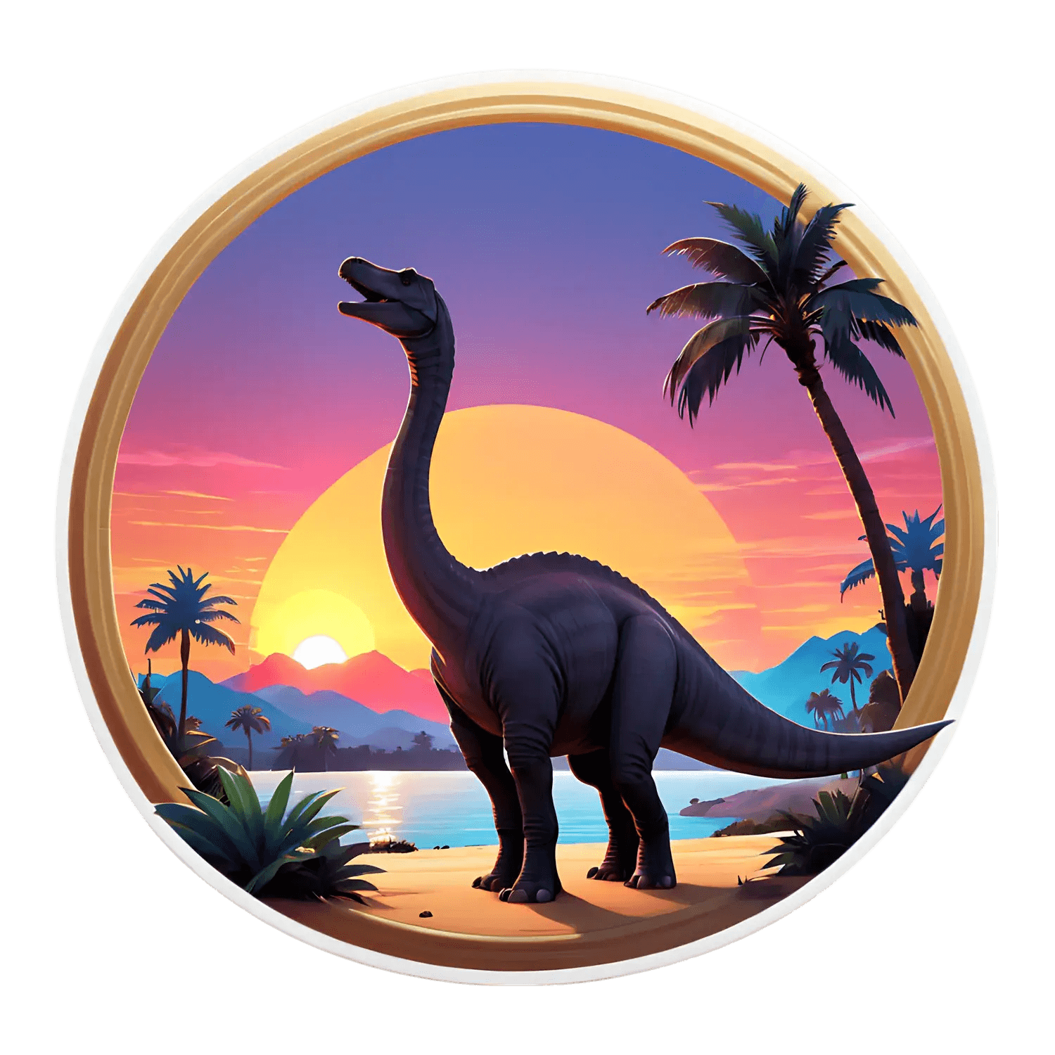 Dinosaur Sunset - UV DTF Sticker - Heat Press Transfer
