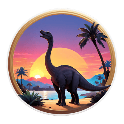 Dinosaur Sunset - UV DTF Sticker - Heat Press Transfer