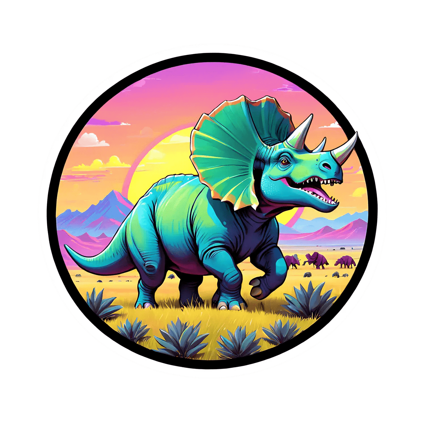 Dinosaur Sunset - UV DTF Sticker - Heat Press Transfer