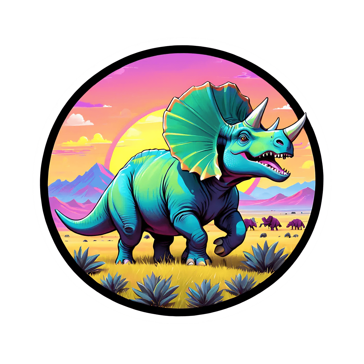 Dinosaur Sunset - UV DTF Sticker - Heat Press Transfer