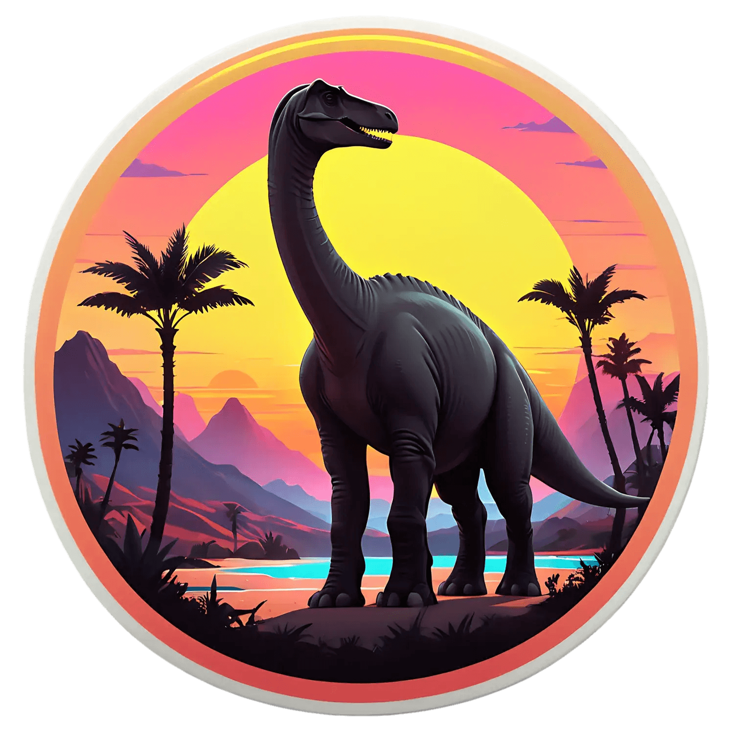 Dinosaur Sunset - UV DTF Sticker - Heat Press Transfer