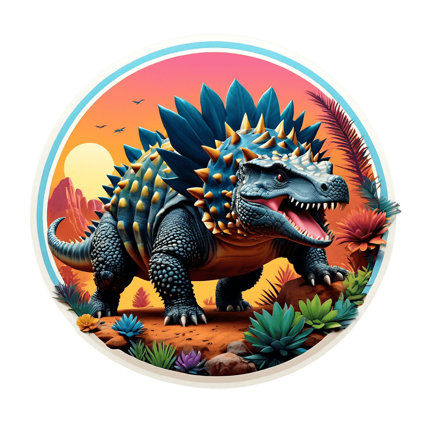 Dinosaur Sunset - UV Sticker - Heat Press Transfer