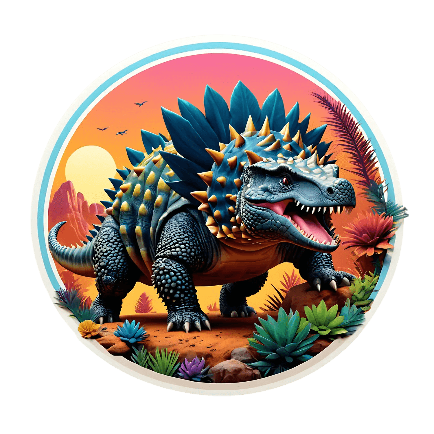 Dinosaur Sunset - UV Sticker - Heat Press Transfer