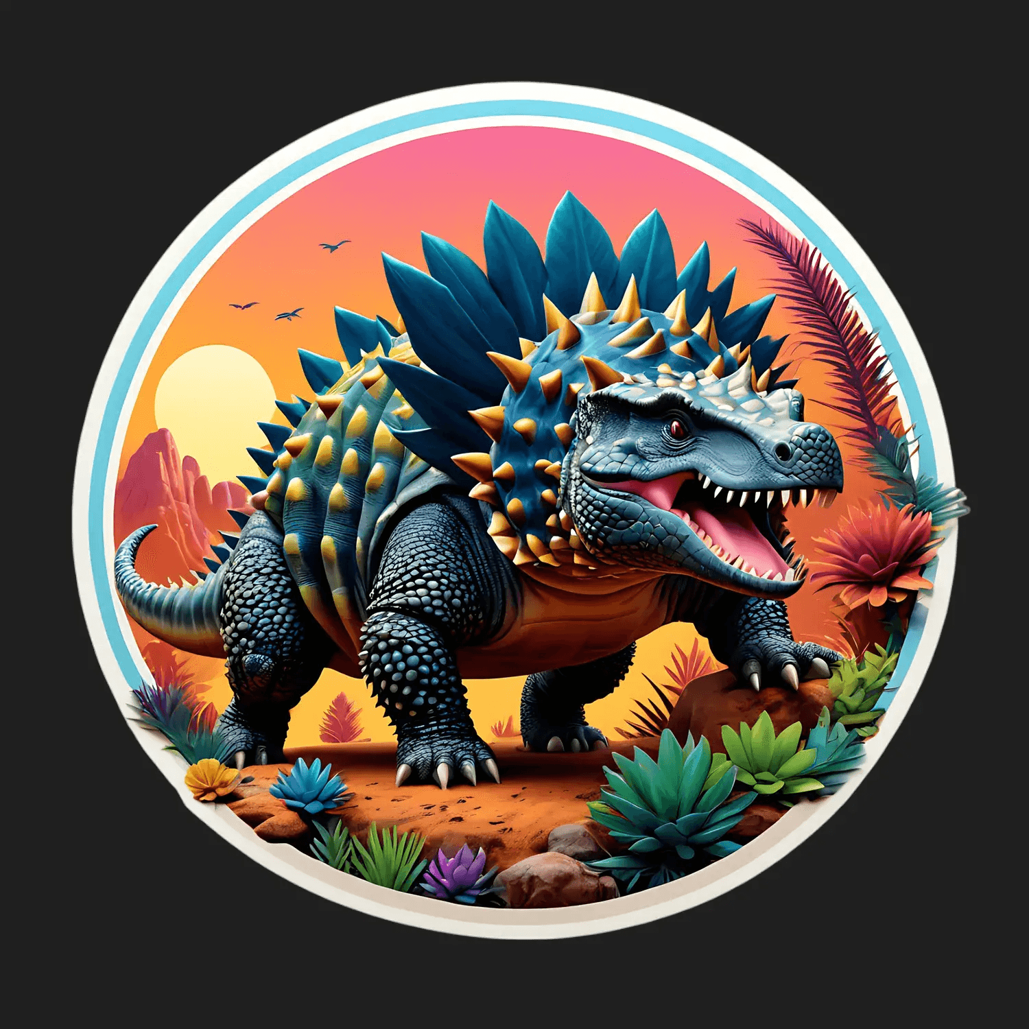 Dinosaur Sunset - UV Sticker - Heat Press Transfer