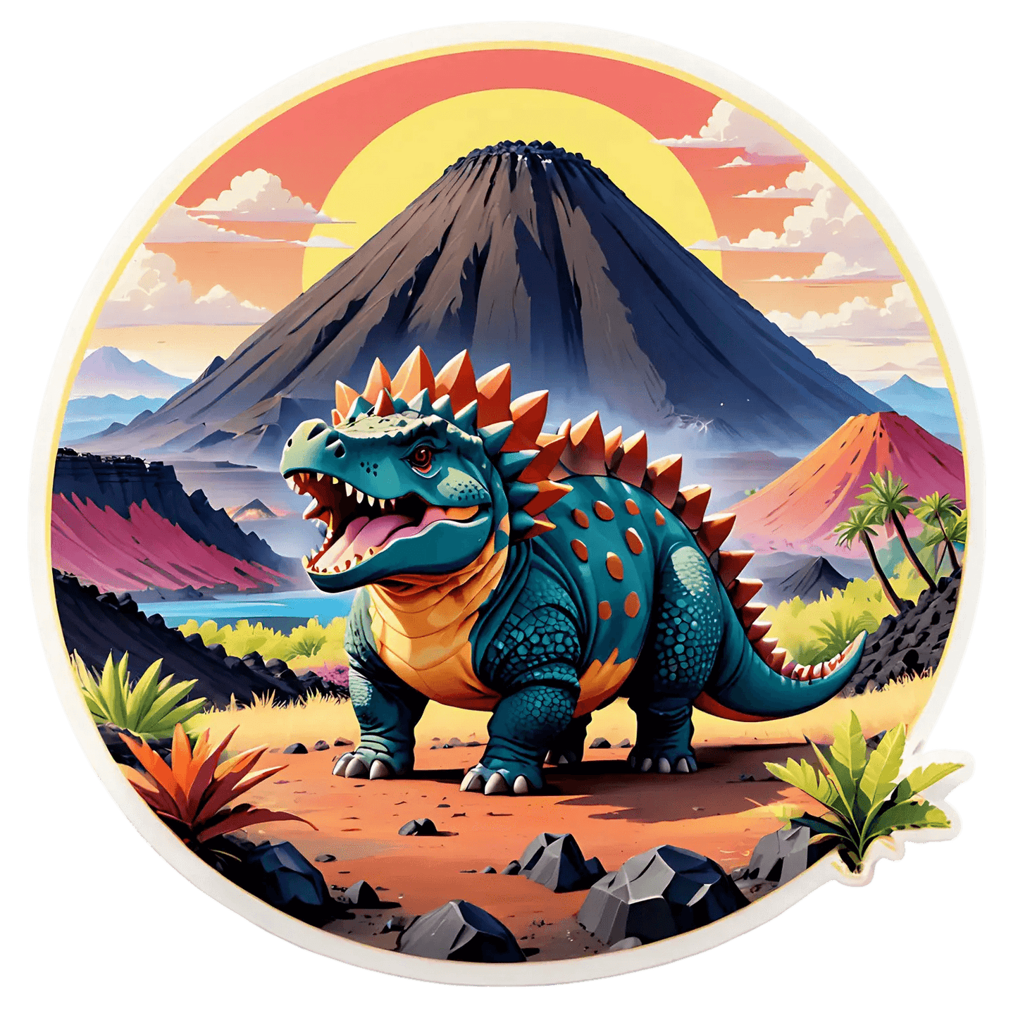 Dinosaur Sunset - UV Sticker - Heat Press Transfer