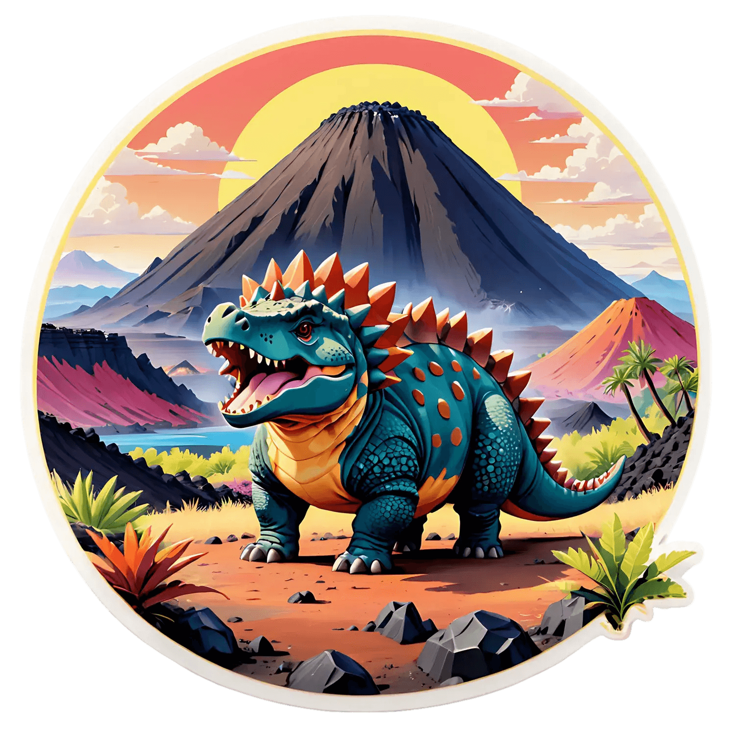 Dinosaur Sunset - UV Sticker - Heat Press Transfer