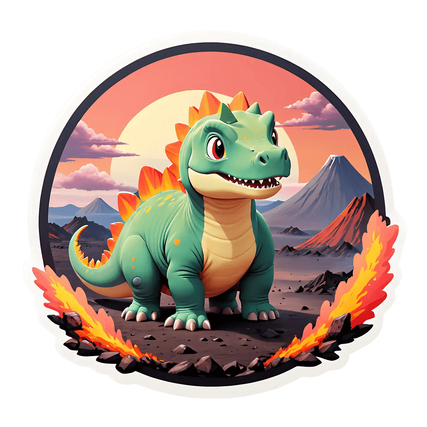 Dinosaur Sunset - UV Sticker - Heat Press Transfer