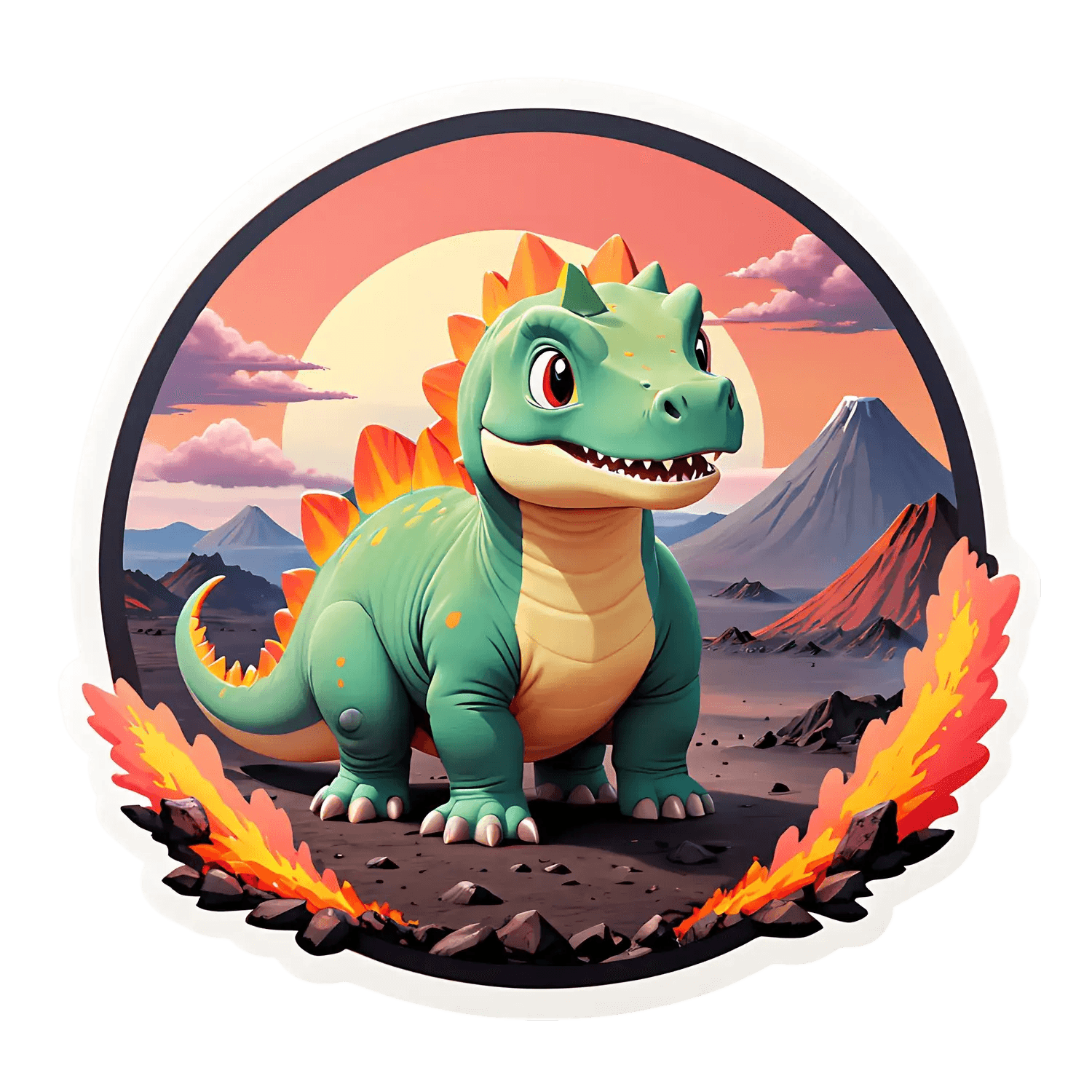 Dinosaur Sunset - UV Sticker - Heat Press Transfer