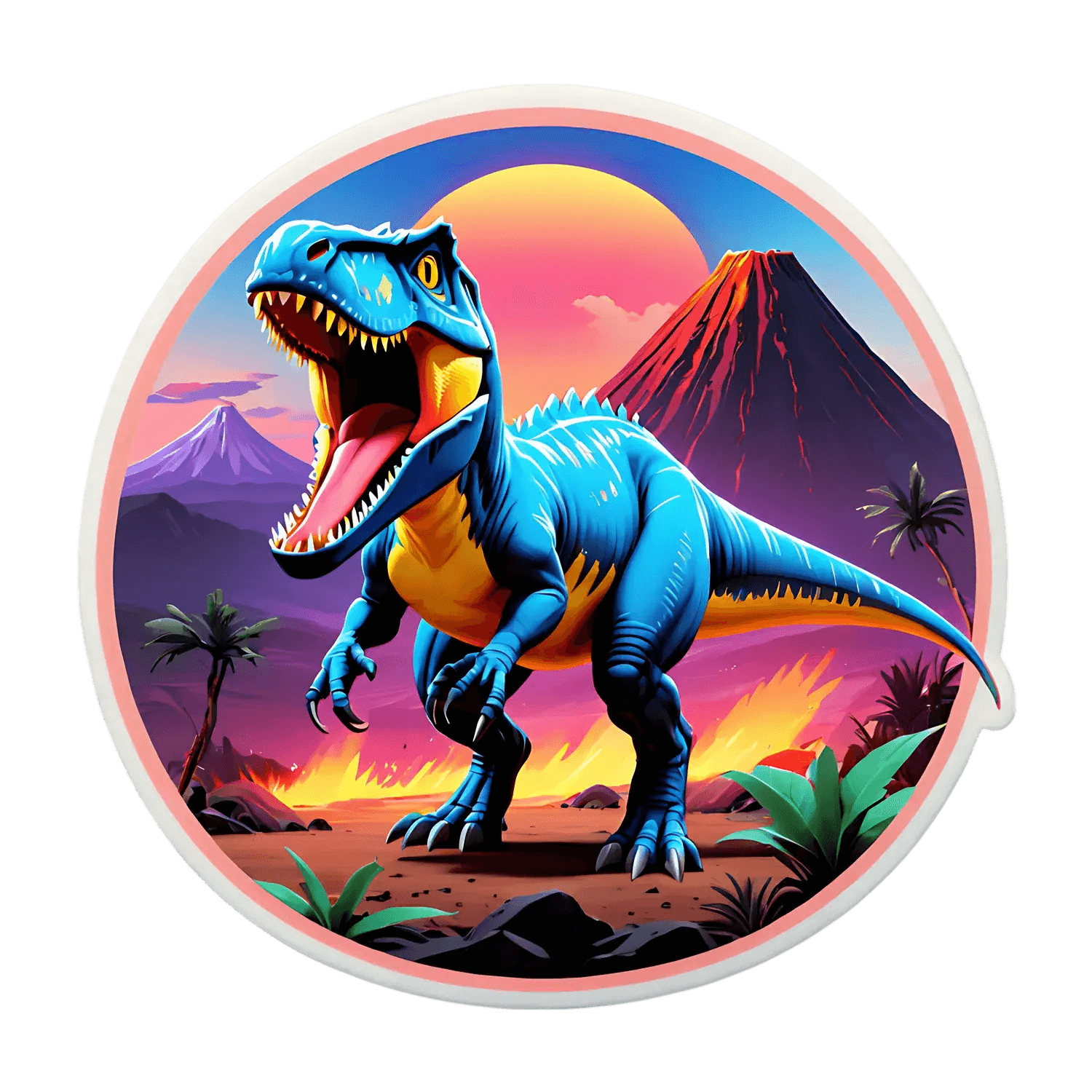 Dinosaur Sunset - Vibrant Sticker - Heat Press Transfer