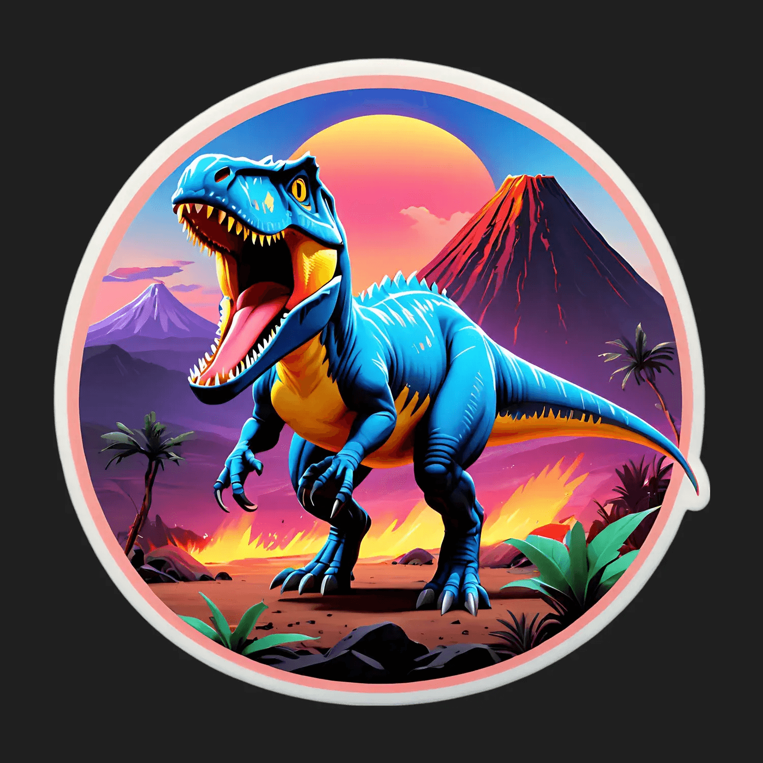 Dinosaur Sunset - Vibrant Sticker - Heat Press Transfer