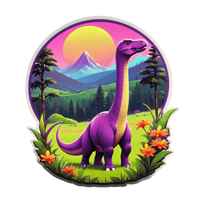 Dinosaur Sunset - Vibrant UV Sticker - Heat Press Transfer