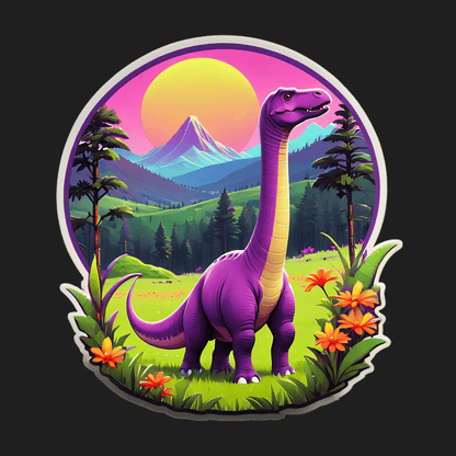 Dinosaur Sunset - Vibrant UV Sticker - Heat Press Transfer