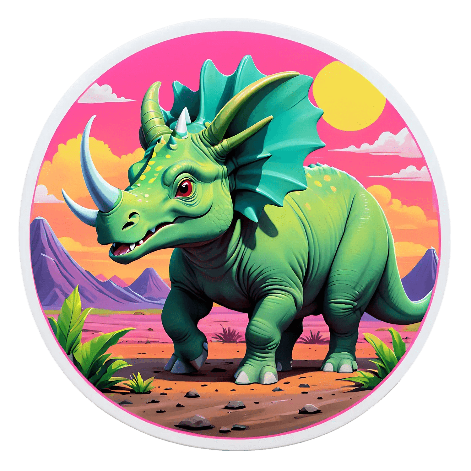 Dinosaur Sunset - Vibrant UV Sticker - Heat Press Transfer