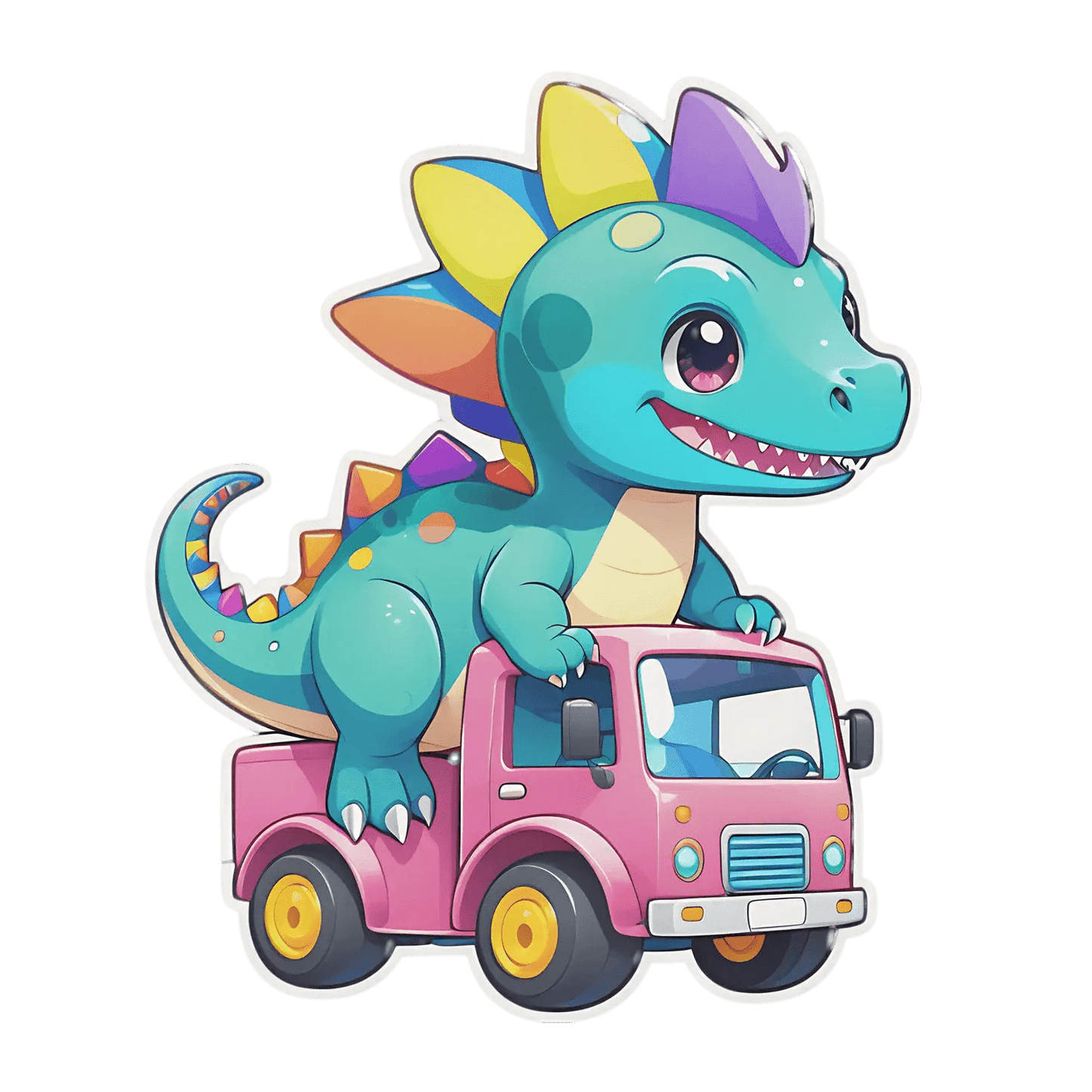Dinosaur Truck Adventure - UV Sticker - Heat Press Transfer
