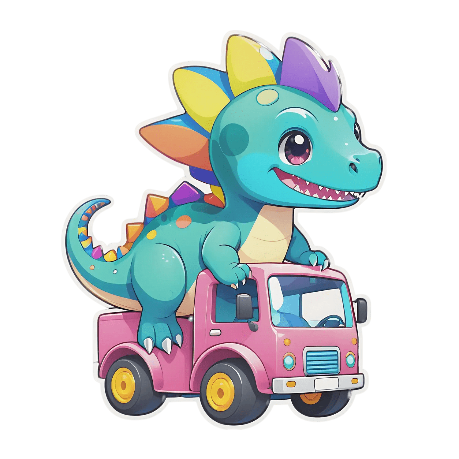 Dinosaur Truck Adventure - UV Sticker - Heat Press Transfer