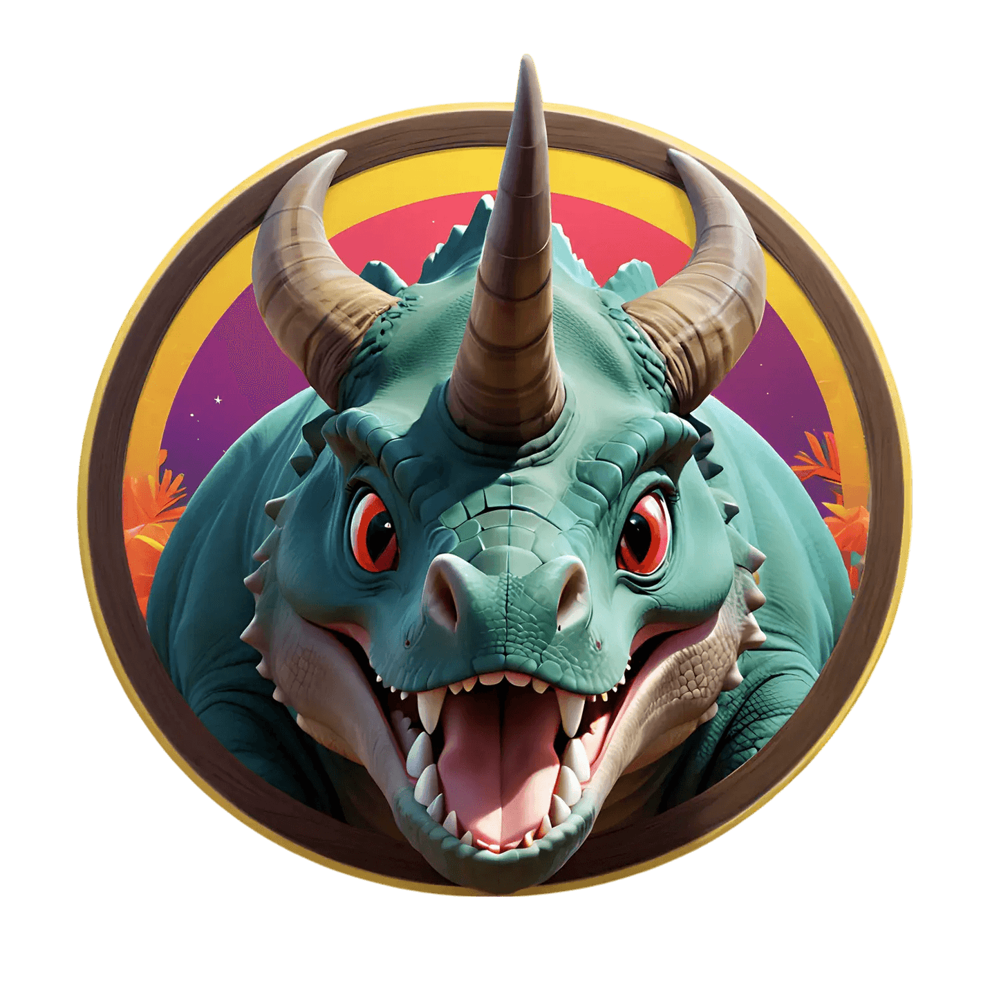 Dinosaur UV Sticker - Vibrant Colors Triceratops - Heat Press Transfer