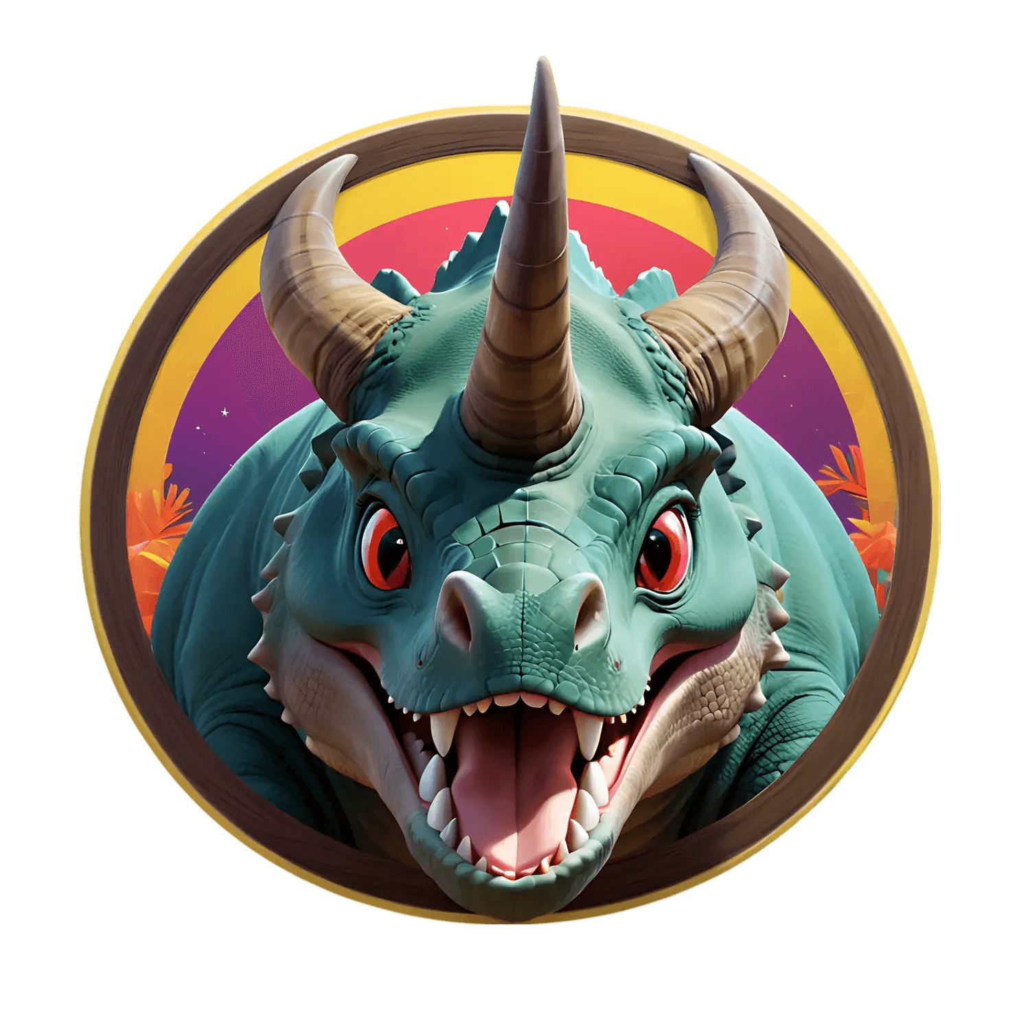 Dinosaur UV Sticker - Vibrant Colors Triceratops - Heat Press Transfer