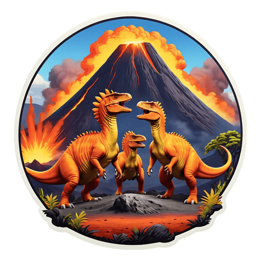 Dinosaur Volcano Eruption - Sticker - Heat Press Transfer