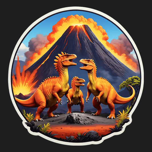 Dinosaur Volcano Eruption - Sticker - Heat Press Transfer