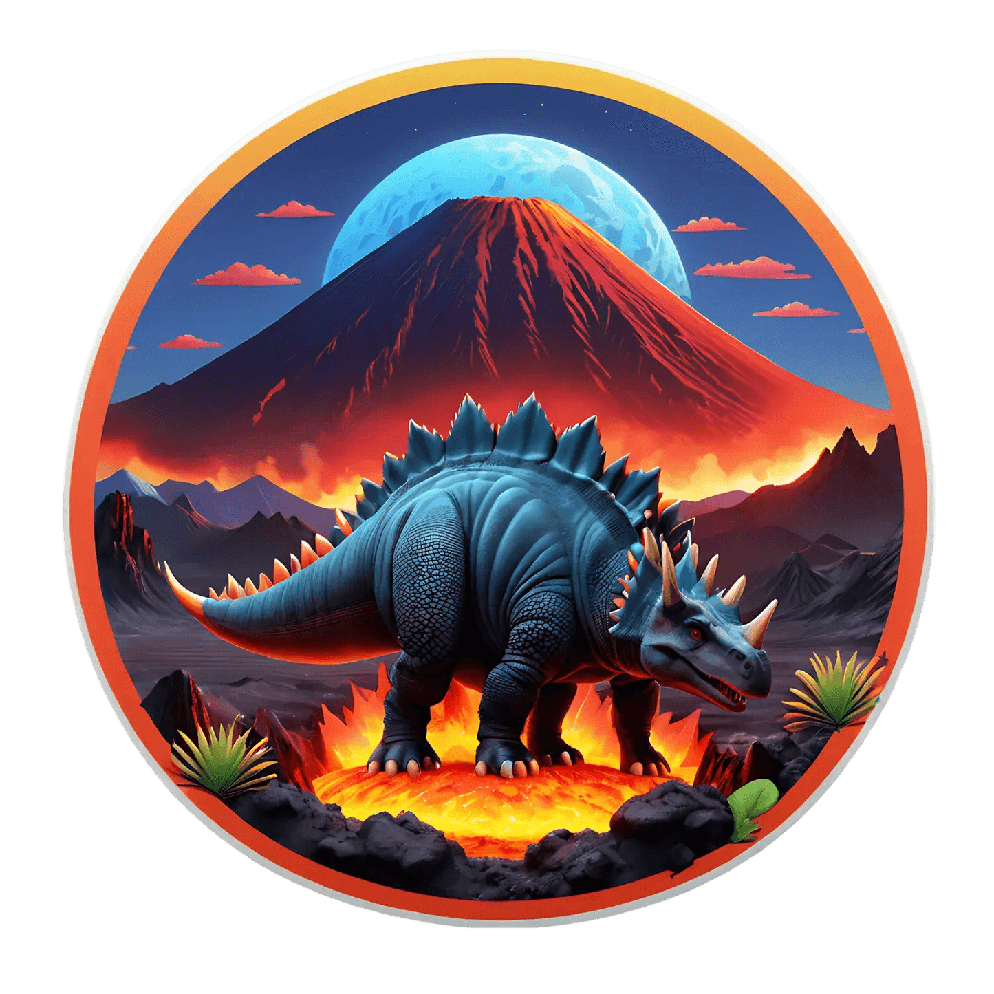 Dinosaur Volcano - Sticker - Heat Press Transfer