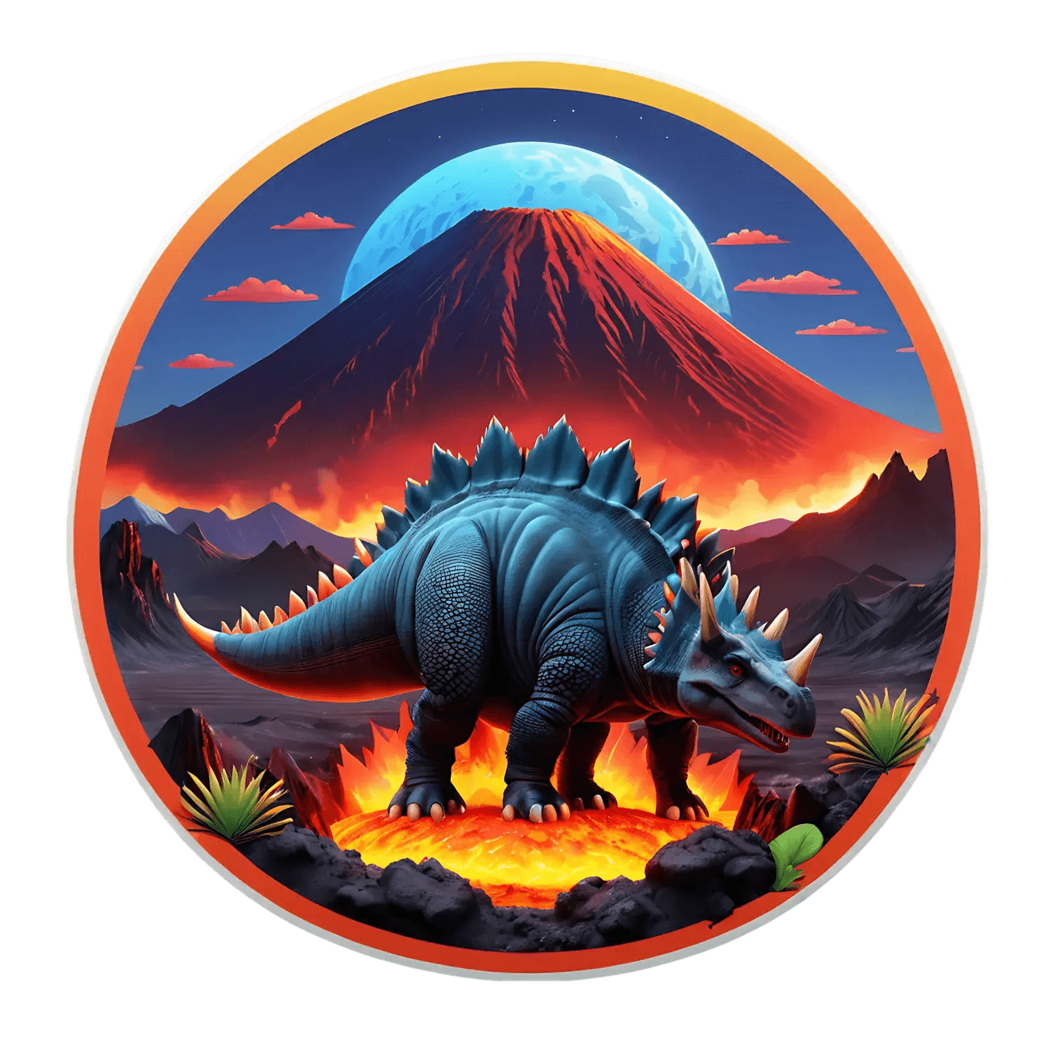 Dinosaur Volcano - Sticker - Heat Press Transfer