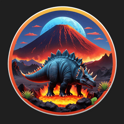 Dinosaur Volcano - Sticker - Heat Press Transfer