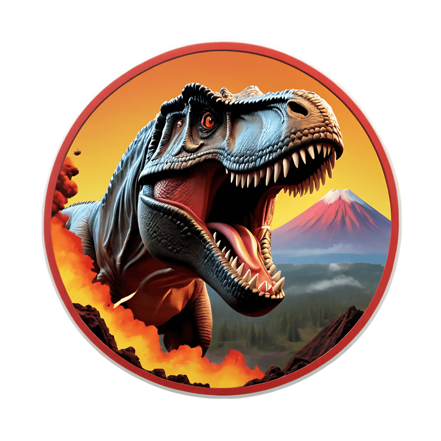 Dinosaur Volcano - Sticker - Heat Press Transfer