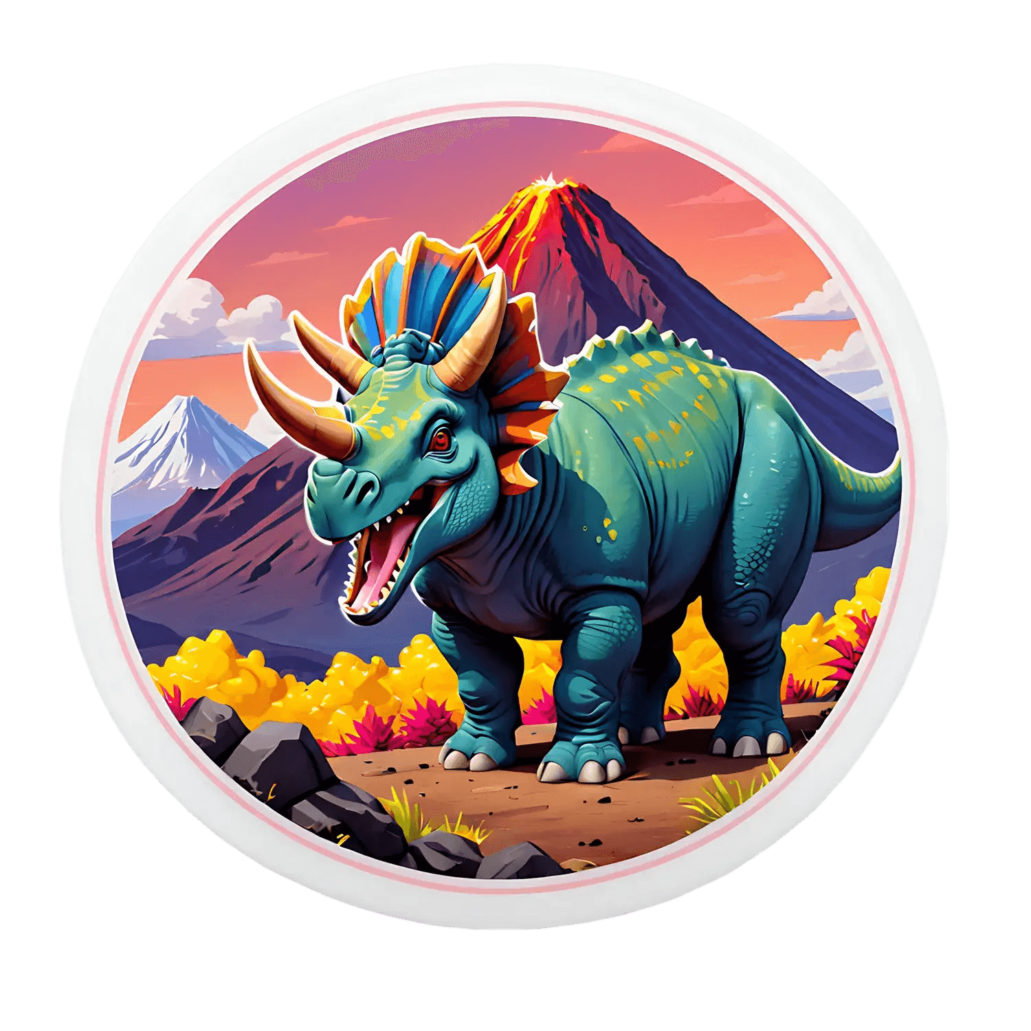 Dinosaur Volcano - Sticker - Heat Press Transfer