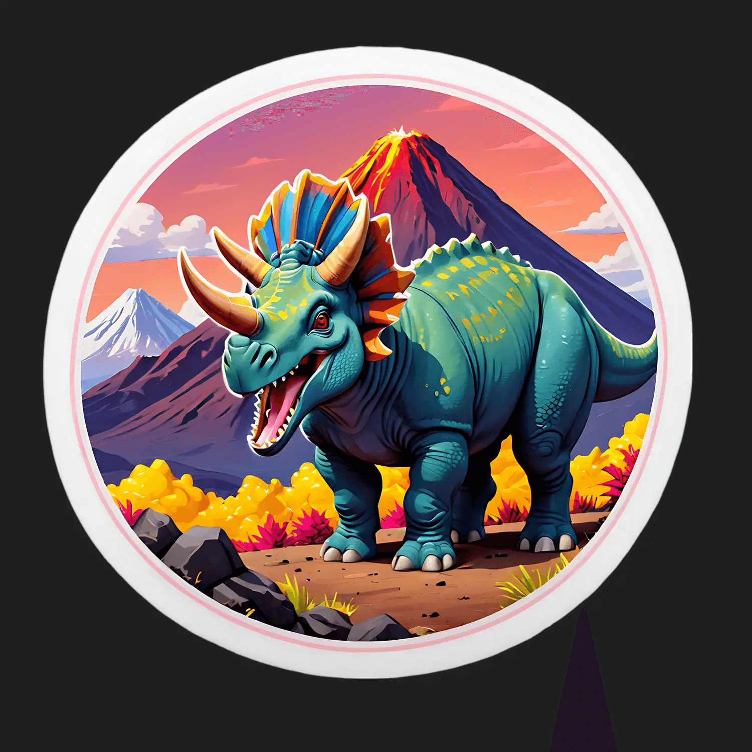 Dinosaur Volcano - Sticker - Heat Press Transfer