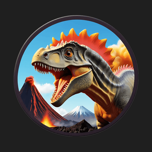 Dinosaur Volcano Sticker - UV DTF Design - Heat Press Transfer