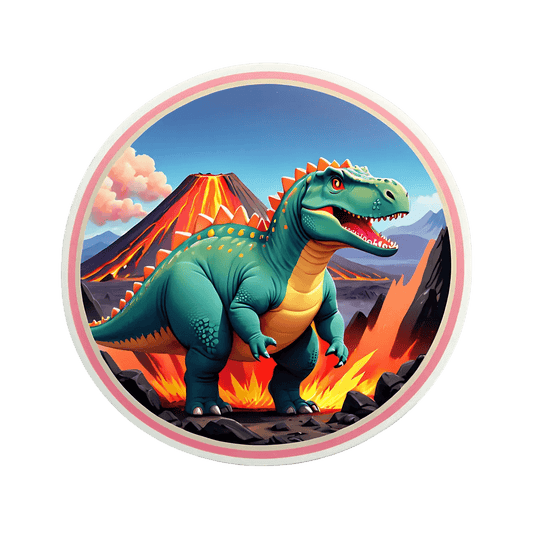 Dinosaur Volcano Sticker - UV DTF - Heat Press Transfer