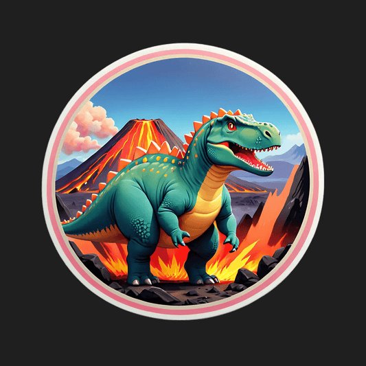 Dinosaur Volcano Sticker - UV DTF - Heat Press Transfer