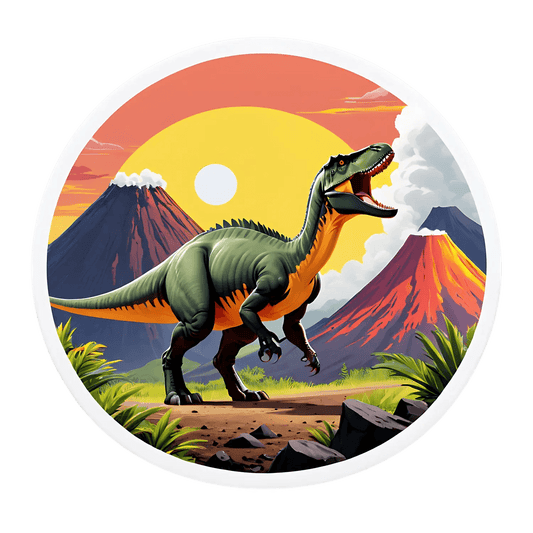 Dinosaur Volcano Sunset - Sticker - Heat Press Transfer