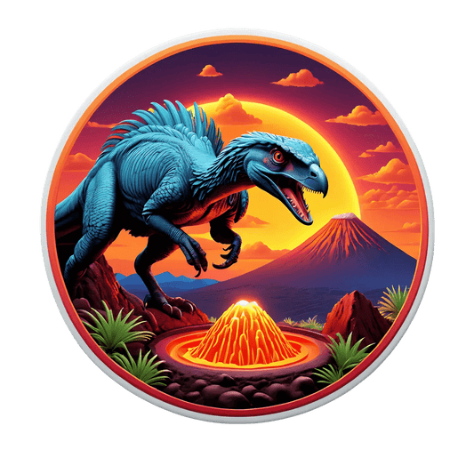 Dinosaur Volcano Sunset - UV Sticker - Heat Press Transfer