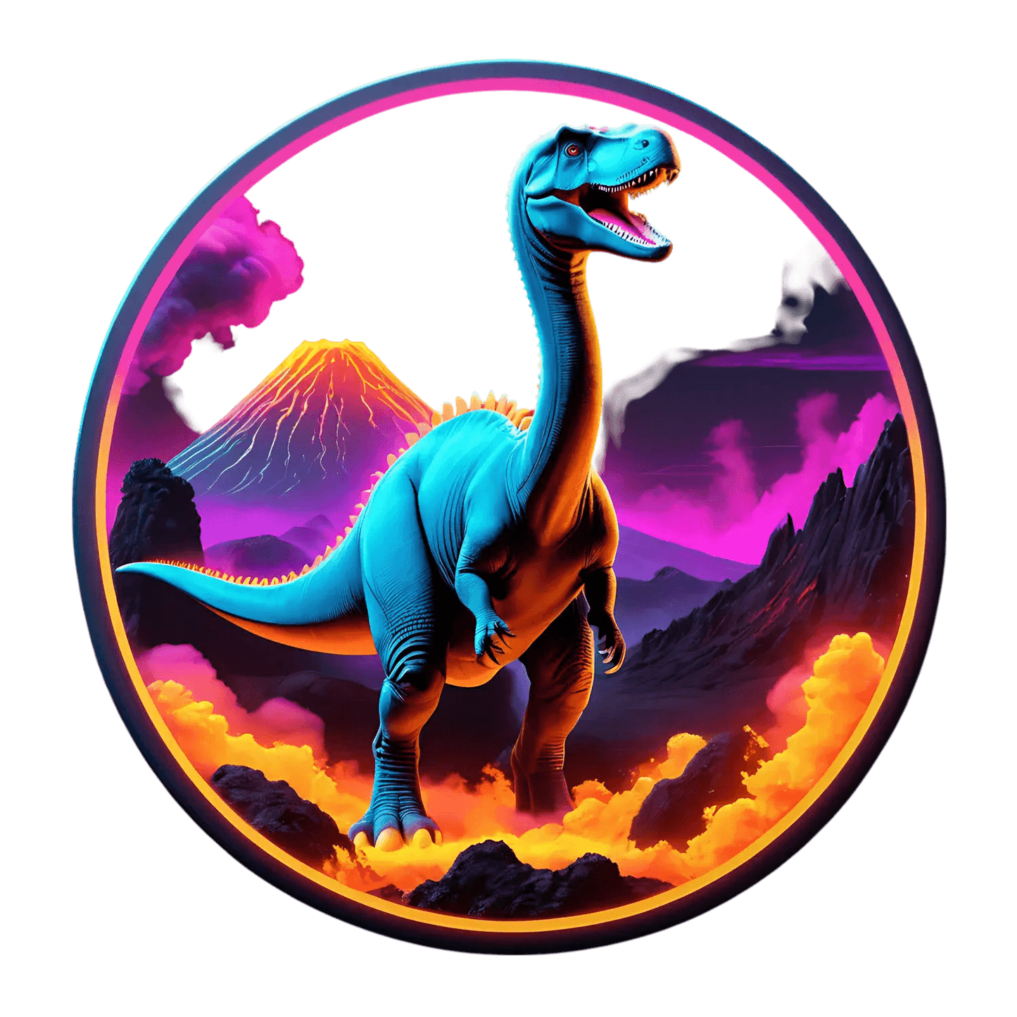 Dinosaur Volcano - UV DTF Sticker - Heat Press Transfer