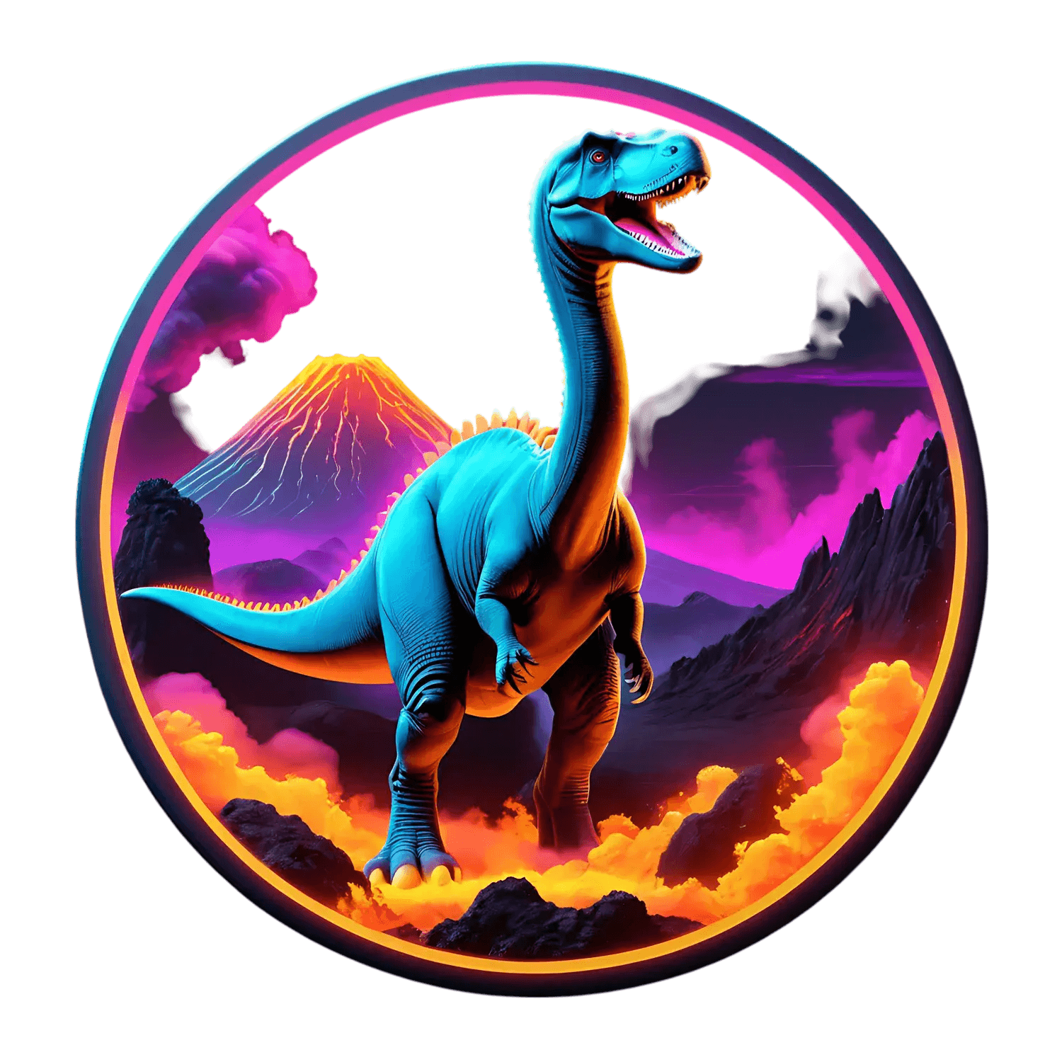 Dinosaur Volcano - UV DTF Sticker - Heat Press Transfer