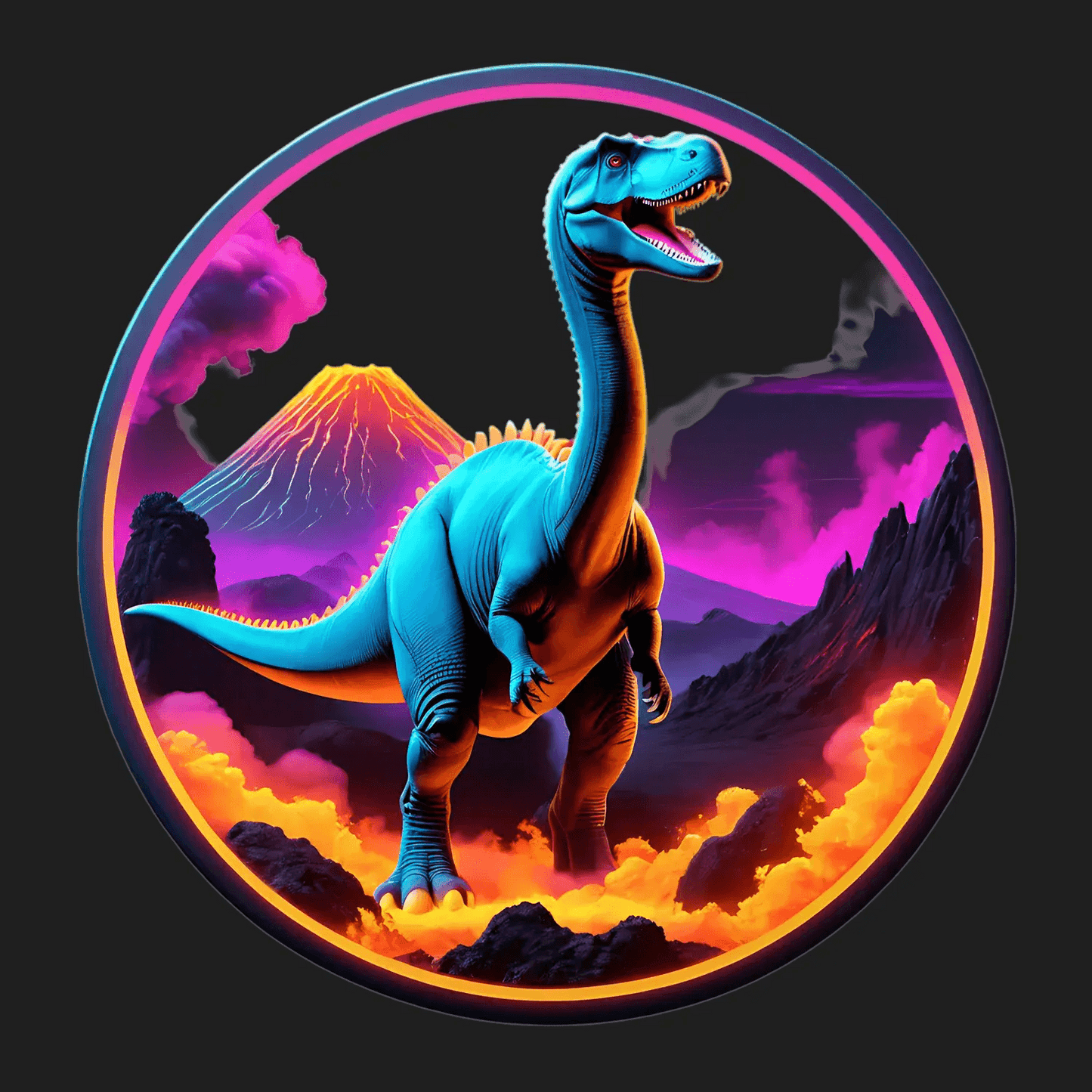 Dinosaur Volcano - UV DTF Sticker - Heat Press Transfer