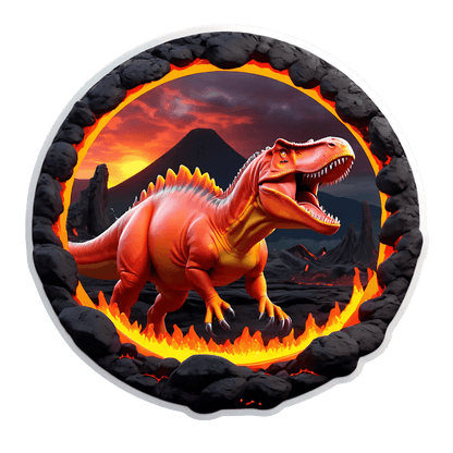 Dinosaur Volcano - UV DTF Sticker - Heat Press Transfer