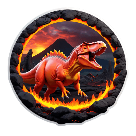 Dinosaur Volcano - UV DTF Sticker - Heat Press Transfer