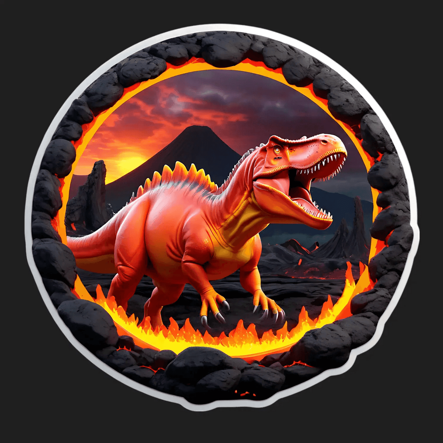 Dinosaur Volcano - UV DTF Sticker - Heat Press Transfer