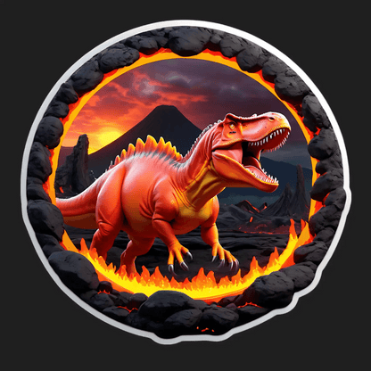 Dinosaur Volcano - UV DTF Sticker - Heat Press Transfer