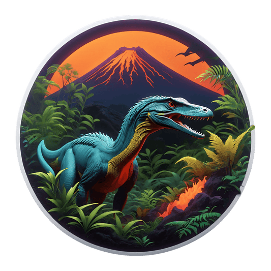 Dinosaur Volcano - Vibrant UV Sticker - Heat Press Transfer