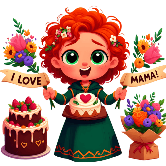 Disney Cute Merida Mother's Day Design - DTF Ready To Press - Heat Press Transfer