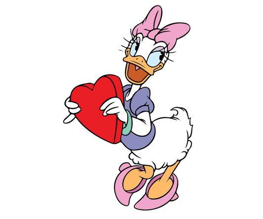 Disney Daisy Duck Valentine's Day Design - DTF Ready To Press - Heat Press Transfer
