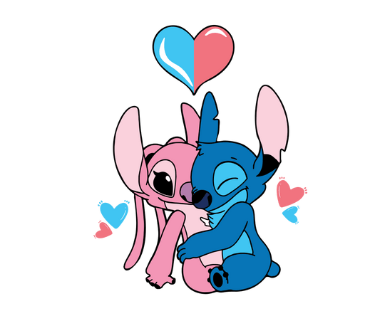 Disney Lilo And Stitch Valentine Design - DTF Ready To Press - Heat Press Transfer