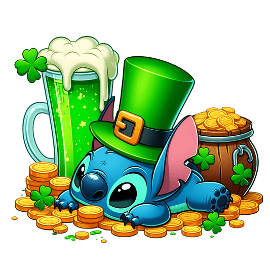 Disney Lilo & Stitch Saint Patricks Lucky Day Design - DTF Ready To Press - Heat Press Transfer